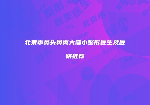 北京市鼻头鼻翼大缩小整形医生及医院推荐