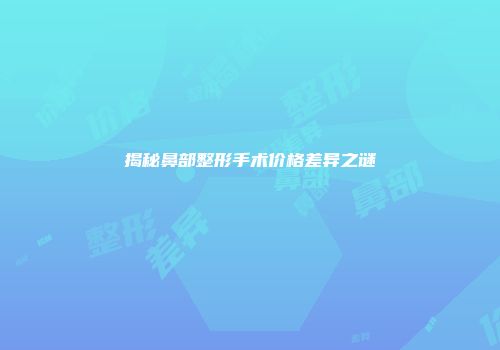揭秘鼻部整形手术价格差异之谜