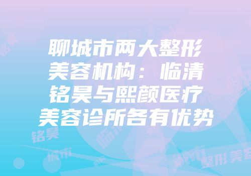 聊城市两大整形美容机构：临清铭昊与熙颜医疗美容诊所各有优势