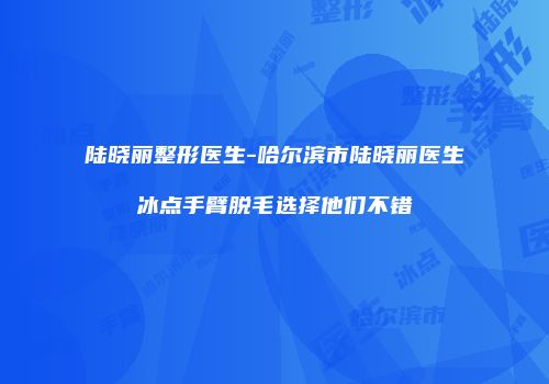 陆晓丽整形医生-哈尔滨市陆晓丽医生冰点手臂脱毛选择他们不错