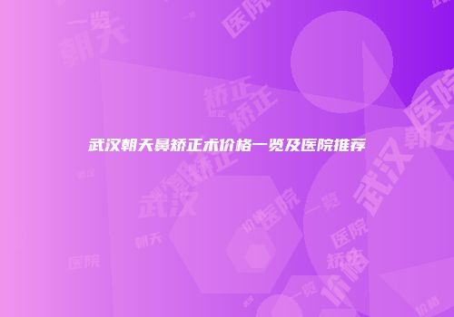 武汉朝天鼻矫正术价格一览及医院推荐