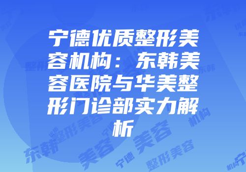 宁德优质整形美容机构：东韩美容医院与华美整形门诊部实力解析