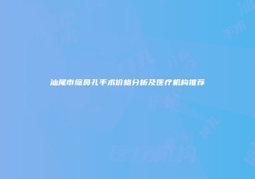 汕尾市缩鼻孔手术价格分析及医疗机构推荐