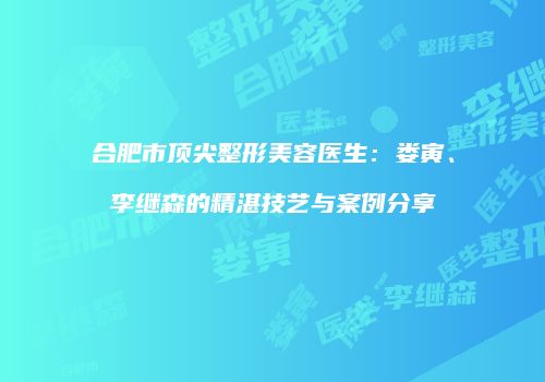 合肥市顶尖整形美容医生：娄寅、李继森的精湛技艺与案例分享