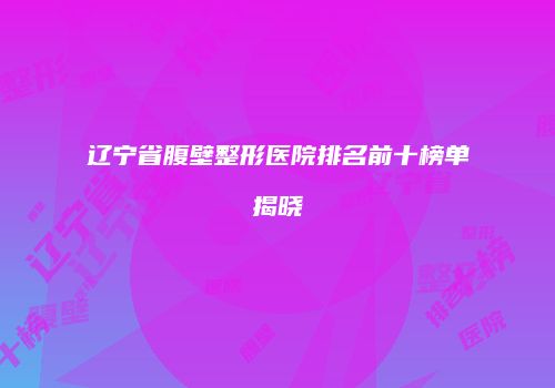 辽宁省腹壁整形医院排名前十榜单揭晓