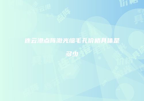 连云港点阵激光缩毛孔价格具体是多少