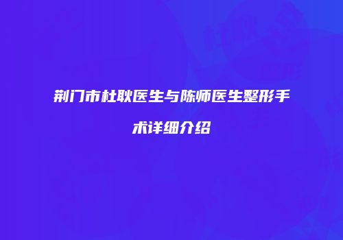 荆门市杜耿医生与陈师医生整形手术详细介绍