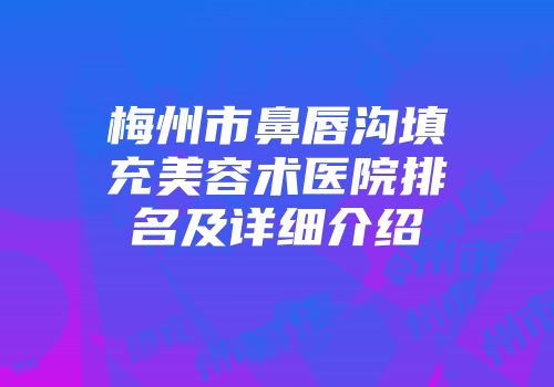 梅州市鼻唇沟填充美容术医院排名及详细介绍