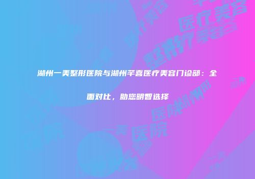 湖州一美整形医院与湖州芊喜医疗美容门诊部：全面对比，助您明智选择