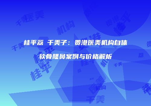 桂平荔珺千美子：贵港医美机构自体软骨隆鼻案例与价格解析