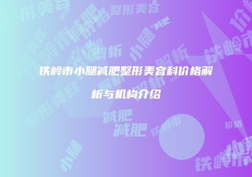 铁岭市小腿减肥整形美容科价格解析与机构介绍
