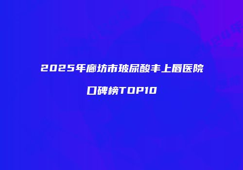 2025年廊坊市玻尿酸丰上唇医院口碑榜TOP10