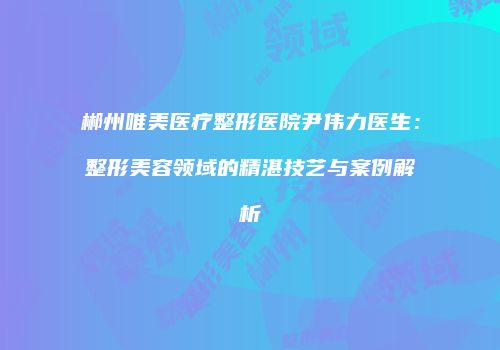 郴州唯美医疗整形医院尹伟力医生：整形美容领域的精湛技艺与案例解析