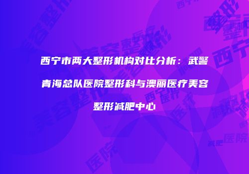西宁市两大整形机构对比分析：武警青海总队医院整形科与澳丽医疗美容整形减肥中心