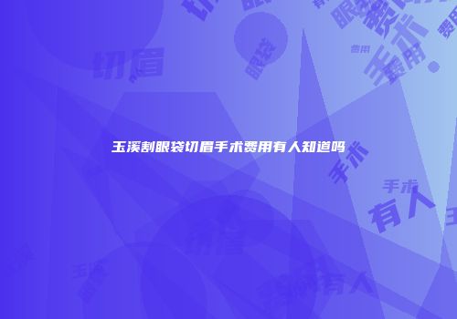 玉溪割眼袋切眉手术费用有人知道吗
