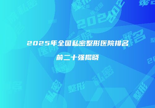 2025年全国私密整形医院排名前二十强揭晓