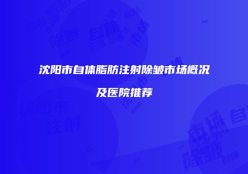 沈阳市自体脂肪注射除皱市场概况及医院推荐