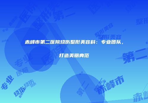 赤峰市第二医院烧伤整形美容科：专业团队，打造美丽典范