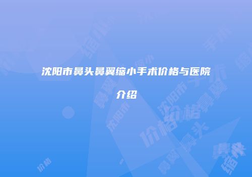 沈阳市鼻头鼻翼缩小手术价格与医院介绍