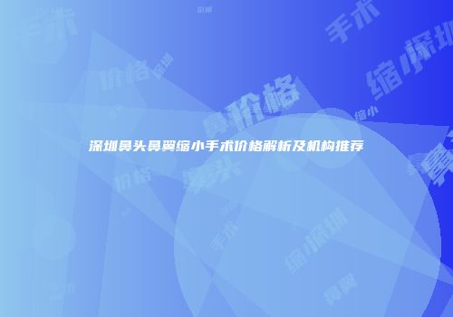 深圳鼻头鼻翼缩小手术价格解析及机构推荐