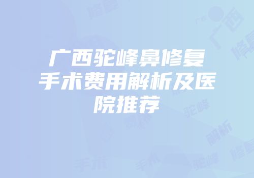 广西驼峰鼻修复手术费用解析及医院推荐