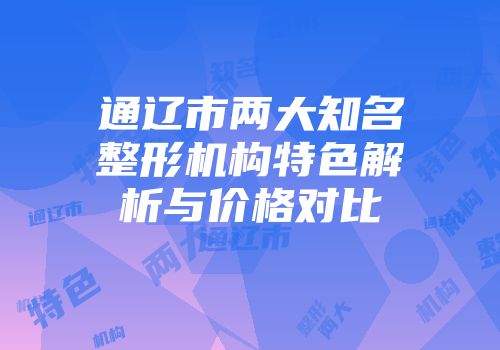 通辽市两大知名整形机构特色解析与价格对比