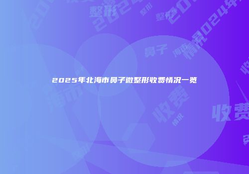 2025年北海市鼻子微整形收费情况一览