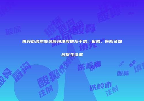 铁岭市玻尿酸鼻唇沟注射填充手术：价格、医院及知名医生详解