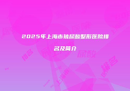 2025年上海市玻尿酸整形医院排名及简介