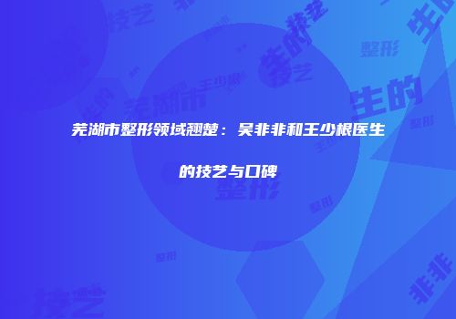 芜湖市整形领域翘楚：吴非非和王少根医生的技艺与口碑