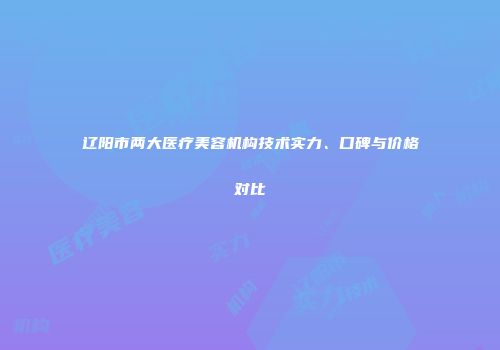 辽阳市两大医疗美容机构技术实力、口碑与价格对比