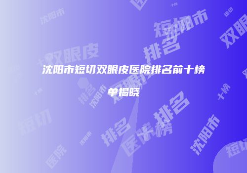 沈阳市短切双眼皮医院排名前十榜单揭晓
