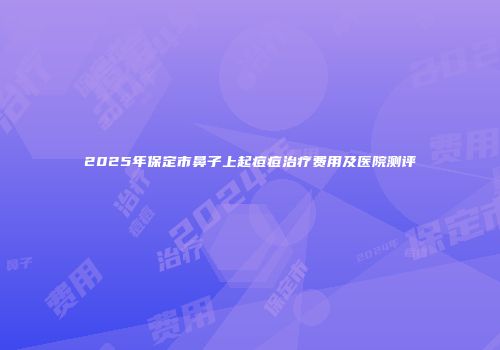 2025年保定市鼻子上起痘痘治疗费用及医院测评