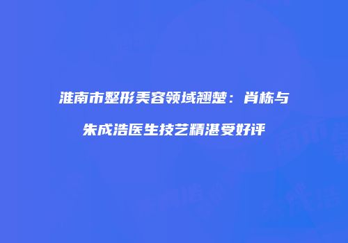 淮南市整形美容领域翘楚：肖栋与朱成浩医生技艺精湛受好评