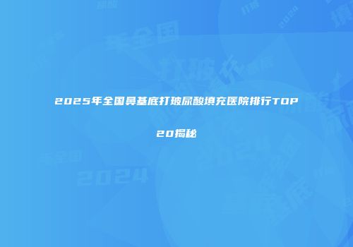 2025年全国鼻基底打玻尿酸填充医院排行TOP20揭秘