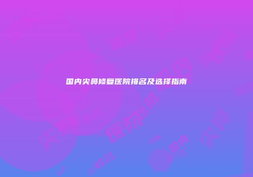 国内尖鼻修复医院排名及选择指南