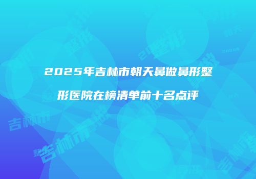 2025年吉林市朝天鼻做鼻形整形医院在榜清单前十名点评