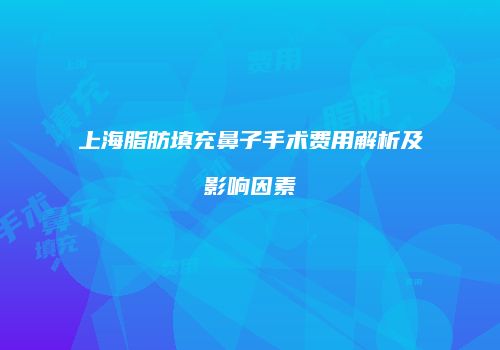 上海脂肪填充鼻子手术费用解析及影响因素