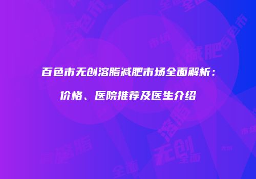 百色市无创溶脂减肥市场全面解析：价格、医院推荐及医生介绍