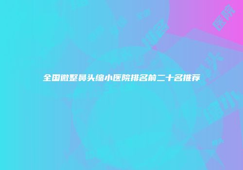 全国微整鼻头缩小医院排名前二十名推荐