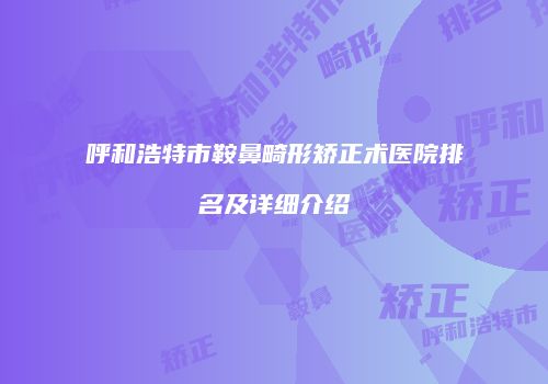 呼和浩特市鞍鼻畸形矫正术医院排名及详细介绍