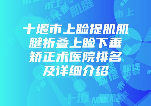 十堰市上睑提肌肌腱折叠上睑下垂矫正术医院排名及详细介绍