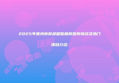 2025年惠州市背部吸脂瘦背医院排名及热门项目介绍
