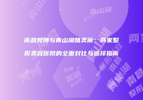 南昌梵博与青山湖雅美丽：两家整形美容医院的全面对比与选择指南