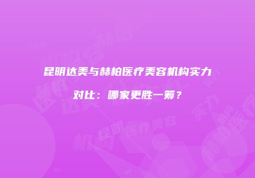 昆明达美与赫柏医疗美容机构实力对比：哪家更胜一筹？