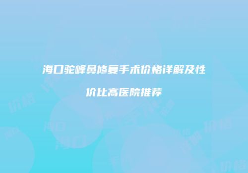 海口驼峰鼻修复手术价格详解及性价比高医院推荐