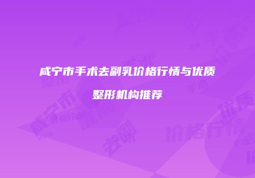咸宁市手术去副乳价格行情与优质整形机构推荐