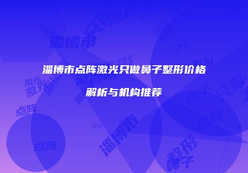 淄博市点阵激光只做鼻子整形价格解析与机构推荐