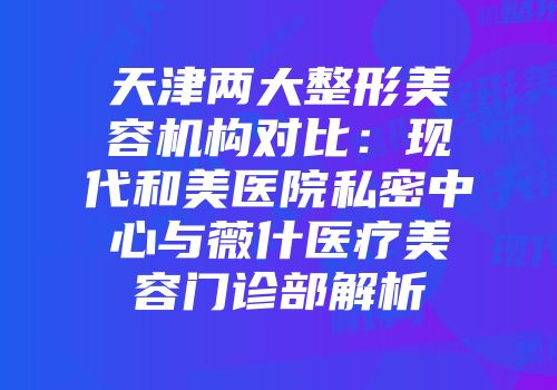 天津两大整形美容机构对比：现代和美医院私密中心与薇什医疗美容门诊部解析