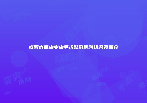 咸阳市鼻尖变尖手术整形医院排名及简介
